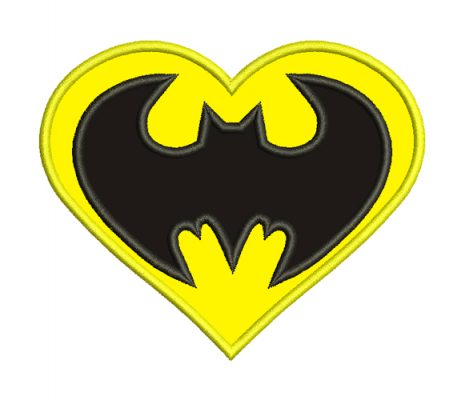 batman heart embroidery design