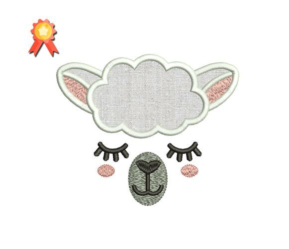 Sheep Face Applique Embroidery Design