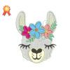 Llama Head With Shabby Chick Roses Machine Embroidery Design