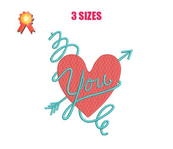 I Love You Machine Embroidery Design