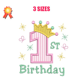 Star With Number 1 Applique Machine Embroidery Design. Number 1 Birthday.  My 1st Birthday. Number One Birthday. 