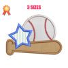 Baseball Bat Star Machine Embroidery Design
