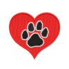 Heart With Paw Print Machine Embroidery Design