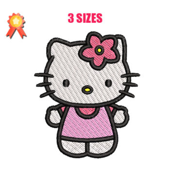 Hello Kitty Swoosh Dripping Embroidery, Cute Hello Kitty Design File