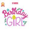 Birthday Girl Machine Embroidery Design