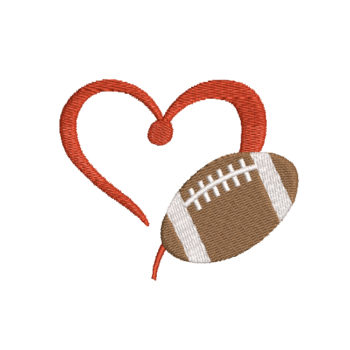 Football Heart Machine Embroidery Design