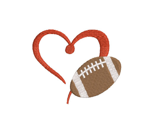 Football Heart Machine Embroidery Design