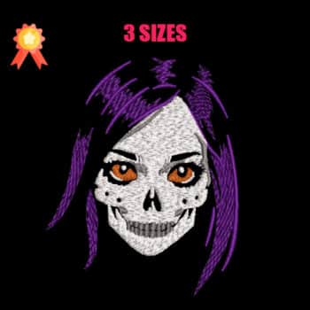 Woman Skull Machine Embroidery Design