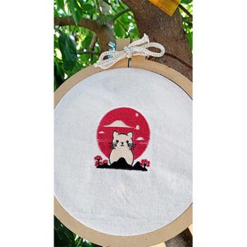 cat in japan embroidery design