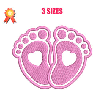 Feet Heart Machine Embroidery Design