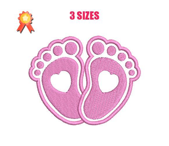 Feet Heart Machine Embroidery Design