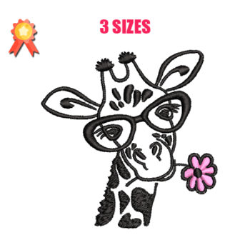 Giraffe With Flower 2 Machine Embroidery Design