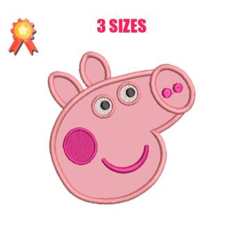 Peppa Pig Head Applique 2 Machine Embroidery Design