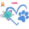 Dow Paw Heart Flower Machine Embroidery Design