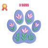 Paw With Flowers Machine Embroidery Design