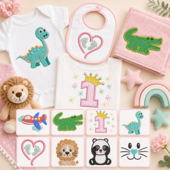 Cute Kids Embroidery Bundle – 8 Baby & Kids Designs